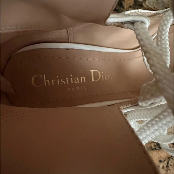 CHRISTIAN DIOR Arty White Patent Lace Up Back Zip Ankle Boots - Picture 6 of 8